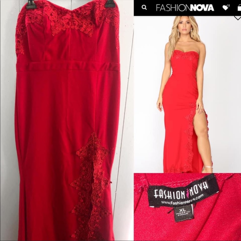 Fashion nova red prom dress size XL